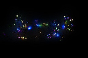 Vánoční LED stříbrný drát, 8 m, 80 LED, s časovačem, barevný