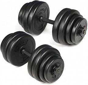 PHYSIONICS sada jednoručních činek, plast, 30 kg, 25 mm