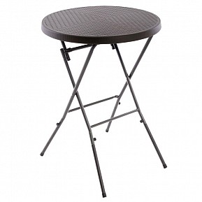 Zahradní barový stolek kulatý, ratanový, 110 cm, hnědý