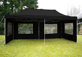 PROFI Zahradní párty stan, nůžkový, černý, 3 x 6 m