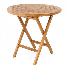 DIVERO kulatý zahradní stolek z týkového dřeva, Ø 80 cm