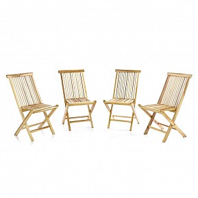 DIVERO Sada 4 skládacích židlí z týkového dřeva, 89x46x62 cm