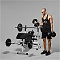 Gorilla Sports Posilovací lavice, bílá + činkový set 100 kg