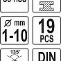 Sada vrtáků na kov HSS-COBALT - 19 ks, 1 - 10 mm