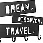 Nástěnný věšák Dream Discover Travel, černý kov, 4 háčky