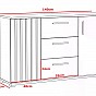 Komoda se zásuvkami a úchytkami, 140 cm, dub