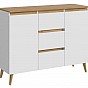 Komoda 120 cm, bílá / dub