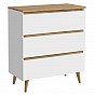 Komoda se třemi zásuvkami 80 cm, bílá / dub