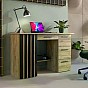 Loftový psací stůl s 4 zásuvkami, barva dub/černá