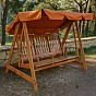Zahradní houpačka 3místná borovice, 192 cm, oranžová stříška