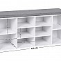 Botník s lavicí a polštářem bílý 104×30×48 cm – 10 přihrádek