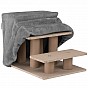 Šedé schůdky pro psy a kočky, 3 stupně, měkký plyš