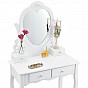 Bílý toaletní stolek Julia se srdcovým zrcadlem a taburetem