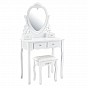 Bílý toaletní stolek Julia se srdcovým zrcadlem a taburetem