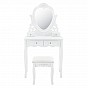 Bílý toaletní stolek Julia se srdcovým zrcadlem a taburetem