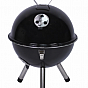 Mini gril na dřevěné uhlí s kotlíkem, černý kulatý, přenosný