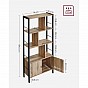 Industriální knihovna s dvířky a 4 policemi, dub/černá
