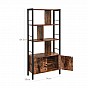 Knihovna s dvířky, 4 police, industriální styl, hnědo-černá