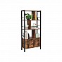 Knihovna s dvířky, 4 police, industriální styl, hnědo-černá