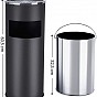 Kovový odpadkový koš s popelníkem, objem 30 l, černý, nerez