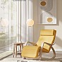 Houpací křeslo s opěrkou nohou a polštářem, žluté