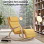 Houpací křeslo s opěrkou nohou a polštářem, žluté