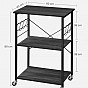 Kuchyňský vozík s 3 policemi a háčky, černý, 60x40x84 cm