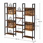 Rustikální knihovna s ocelovým rámem, 14 polic, 158x24x166cm
