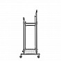 Kovový stojan na oblečení na kolečkách, 2 tyče + police