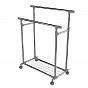 Kovový stojan na oblečení na kolečkách, 2 tyče + police
