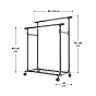 Kovový stojan na oblečení na kolečkách, 2 tyče + police