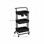Černý pojízdný regál s 3 policemi a organizéry