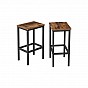 Barové stoličky set 2 ks, rustikální hnědá a černá ocel