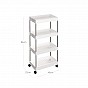Úzký pojízdný regál na kolečkách, 4 patra, 40x22x86 cm, bílý