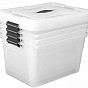 Sada 4 úložných boxů s víkem 30 l, plastové, průsvitné