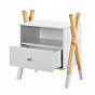Dětský noční stolek, bílý s šuplíkem a policí