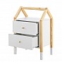 Dětský noční stolek bílý, domečkový design, 2 zásuvky