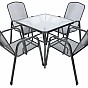Zahradní stůl ZWMT, 80 x 80 cm, kovový se skleněnou deskou