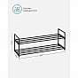 Dvoupatrový kovový botník černý, 92x30x34 cm, až 10 párů bot