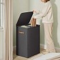 Dvoukomorový koš na prádlo s víkem, černý, 56x40x75 cm