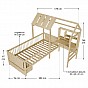 Přírodní dětská postel domeček s úložným prostorem a stolem