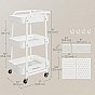 Kovový pojízdný regál s háčky a pegboardy, bílý, 3 patra
