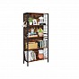 Industriální knihovna, 4 police, černá/hnědá, 74x30x154 cm