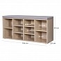 Botník s lavicí a 10 přihrádkami, dub, 104×30×48 cm