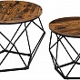 Sada 2 konferenčních stolků industriální styl hnědá