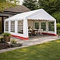 Zahradní párty stan 6×4 m, bílý a červený pruh, PVC 400 g/m²