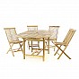 Zahradní set DIVERO z teakového dřeva - stůl + 4 skládací židle