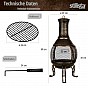 Terasový krb bronzový 89 cm, litina a ocel