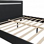 Moderní černá čalouněná postel 140x200 s LED a roštem