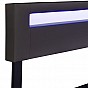 Moderní černá čalouněná postel 180x200 s LED a roštem